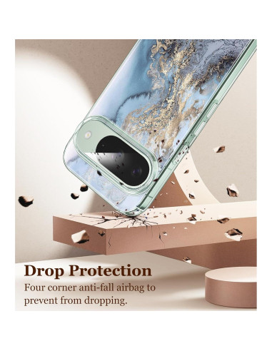 Funda de TPU clara para Google Pixel 9/9 Pro 5G - Floral Azul