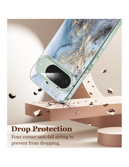 Funda de TPU clara para Google Pixel 9/9 Pro 5G - Floral Azul