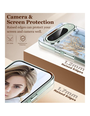 Funda de TPU clara para Google Pixel 9/9 Pro 5G - Floral Azul