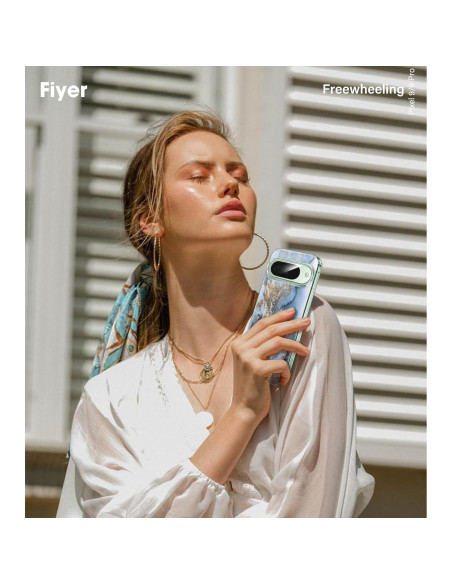 Funda de TPU clara para Google Pixel 9/9 Pro 5G - Floral Azul