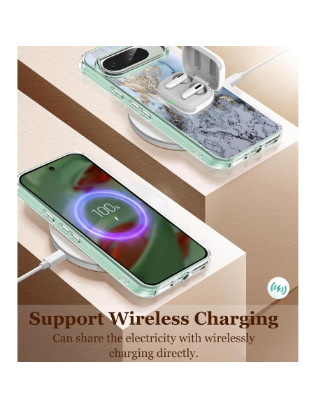 Funda de TPU clara para Google Pixel 9/9 Pro 5G - Floral Azul