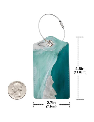 Etiquetas de Equipaje de Cuero BestEioyo Aguamarina 3 Pcs