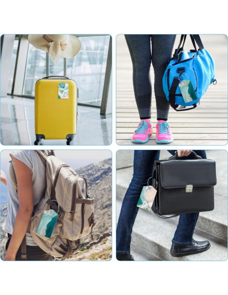 Etiquetas de Equipaje de Cuero BestEioyo Aguamarina 3 Pcs