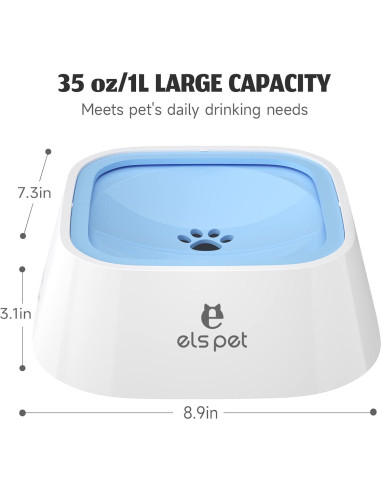 Bowl de Agua para Perros ELS PET 1L Antideslizante Azul