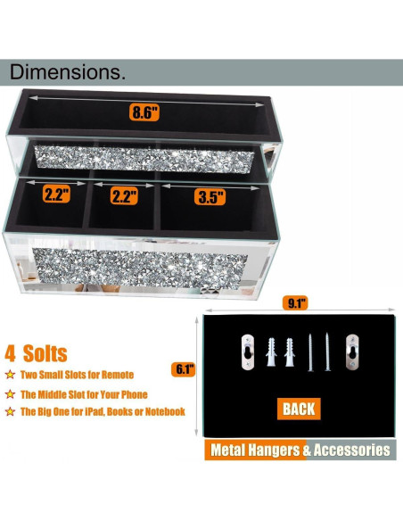 Soporte de Control Remoto Espejado GOTHICO 4 Compartimentos 23.1x15.5 cm