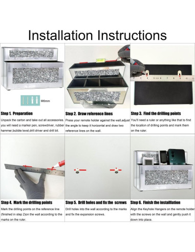 Soporte de Control Remoto Espejado GOTHICO 4 Compartimentos 23.1x15.5 cm