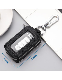 Funda de Llave de Coche BELOMI de Cuero Genuino Negra 2