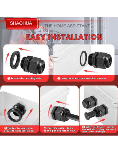 Kit 30PCS Conectores de Cable IP68 SHAOHUA 1/2" NPT