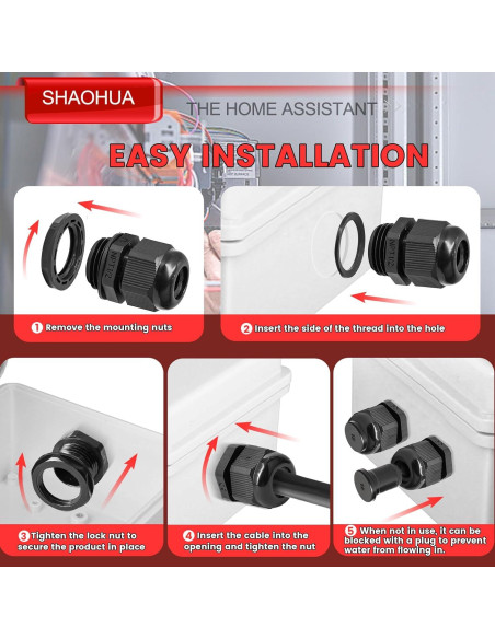 Kit 30PCS Conectores de Cable IP68 SHAOHUA 1/2" NPT