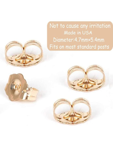 Respaldos de Aretes de Oro 14K ERT - 6 Piezas Hipoalergénicas