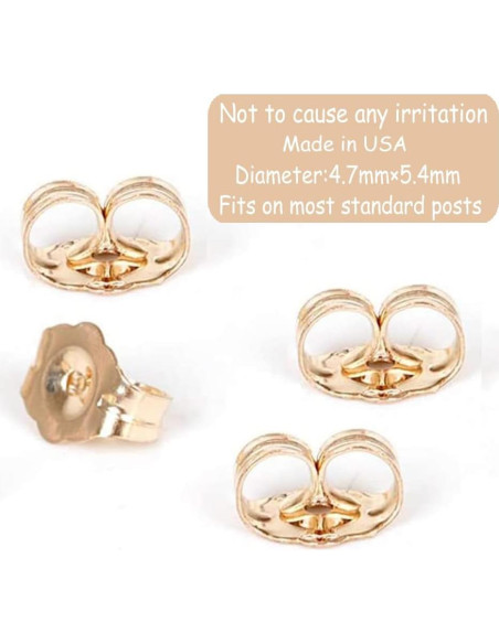 Respaldos de Aretes de Oro 14K ERT - 6 Piezas Hipoalergénicas
