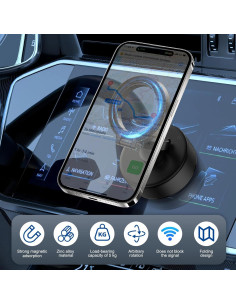 Soporte Magnético para Teléfono KOQ con Vacío 360 Negro 2