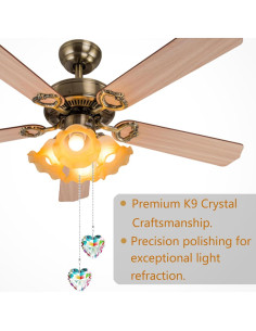 Cadenas de Extensión para Ventilador de Techo Hyamass - 2 Piezas con Colgante de Cristal 2