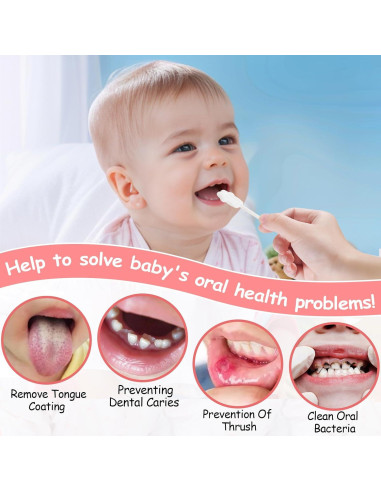 60 Limpiadores de Lengua y 1 Cepillo de Dedo para Bebés