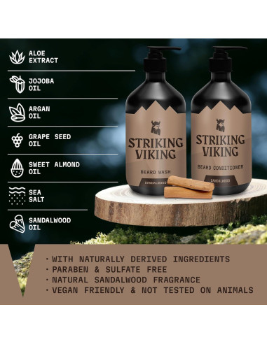 Juego de Cuidado de Barba Striking Viking - Sándalo 300 ml