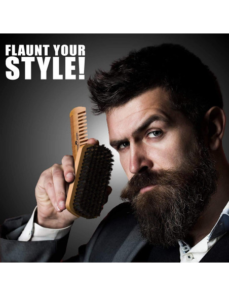 Kit de Cuidado de Barba GROW ALPHA BEARD - Cepillo, Peine y Aceite