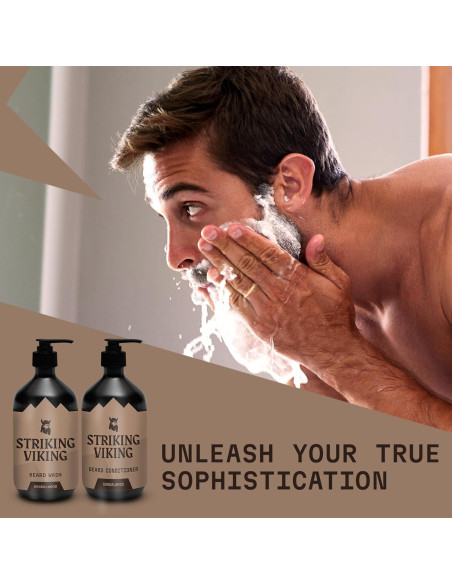 Juego de Cuidado de Barba Striking Viking - Sándalo 300 ml