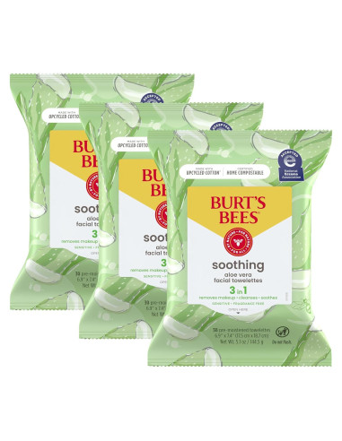 Toallitas Faciales Burt's Bees Aloe Vera Piel Sensible 30 Pzas