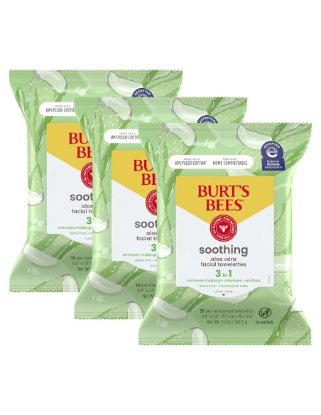 Toallitas Faciales Burt's Bees Aloe Vera Piel Sensible 30 Pzas