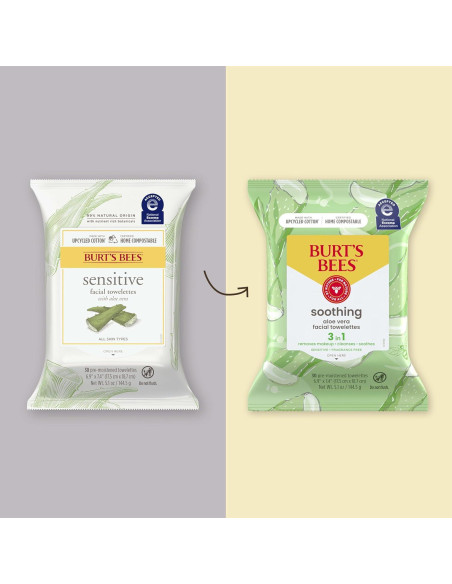 Toallitas Faciales Burt's Bees Aloe Vera Piel Sensible 30 Pzas