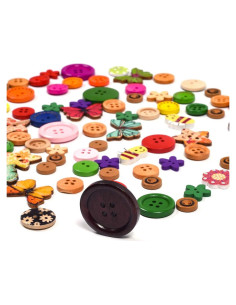 Botones de Madera Coloridos iKammo 100pcs 15-25mm Manualidades
