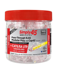 Conectores RJ45 Modulares Pasantes Simply45 Pro Series - 100 Piezas