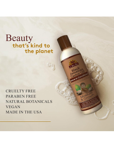 OKAY Acondicionador Sin Enjuague Aceite de Ricino Jamaicano 227g