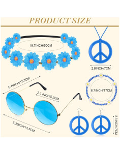 Conjunto de Accesorios Hippie Batiyeer 6 Pcs para Fiestas 60s 70s 2