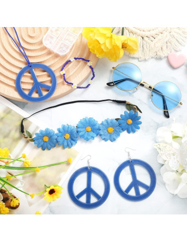Conjunto de Accesorios Hippie Batiyeer 6 Pcs para Fiestas 60s 70s