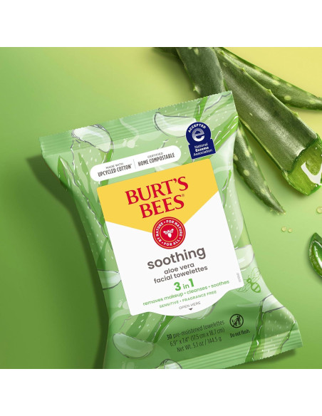Toallitas Faciales Burt's Bees Aloe Vera Piel Sensible 30 Pzas
