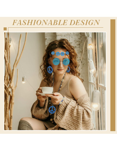 Conjunto de Accesorios Hippie Batiyeer 6 Pcs para Fiestas 60s 70s