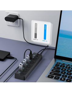 Hub USB 3.0 ONFINIO de 10 Puertos con Interruptores LED 2
