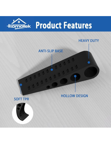 HOMOTEK 2 Cuñas de Goma para Puertas - Detenedores Negros