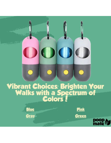 Dispensador de Bolsas de Excremento de Perro Poop Mate con Linterna LED - Azul