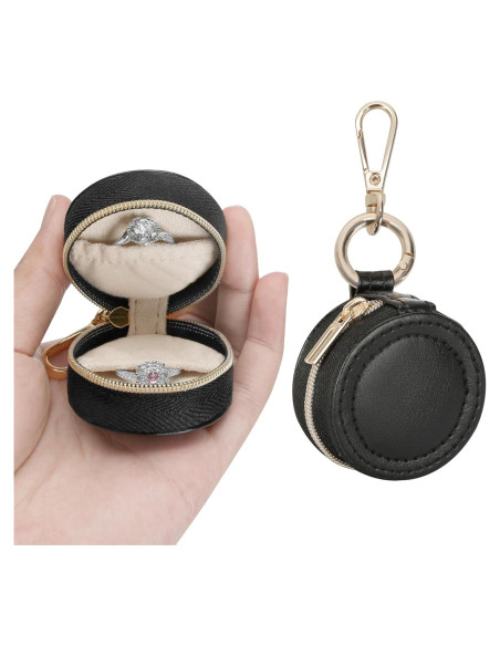 Caja de soporte para anillos KUKUVR con llavero - Negro