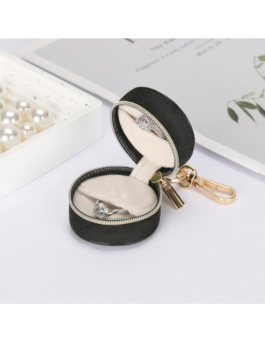 Caja de soporte para anillos KUKUVR con llavero - Negro