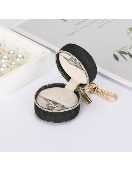 Caja de soporte para anillos KUKUVR con llavero - Negro