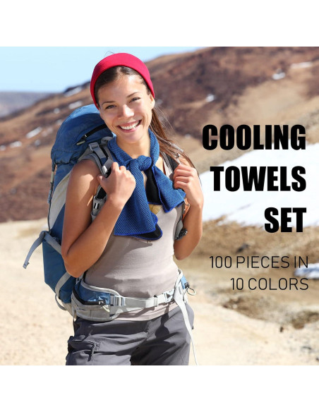 BBTO Paquete de 100 Toallas Enfriadoras de Microfibra 81x30cm