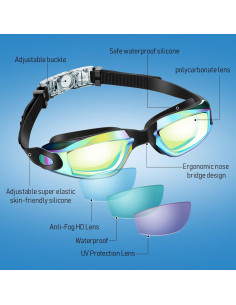 Konohan 10 Gafas de Natación Antivaho Silicona para Adultos y Niños 2