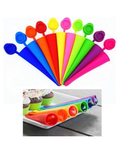 Moldes de Paletas de Silicona ECOBERI, Set de 10, Libre de BPA 2