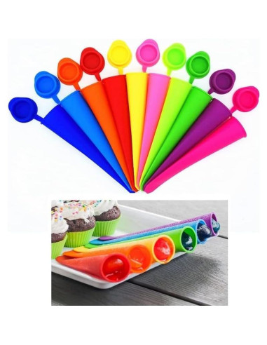 Moldes de Paletas de Silicona ECOBERI, Set de 10, Libre de BPA