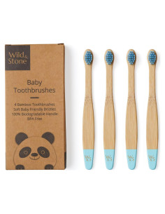 Cepillos de Dientes de Bambú para Bebés Wild & Stone - 4 Unidades