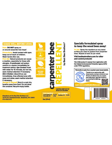 Spray Repelente de Abejas Carpinteras Best Bee Brothers 59 ml