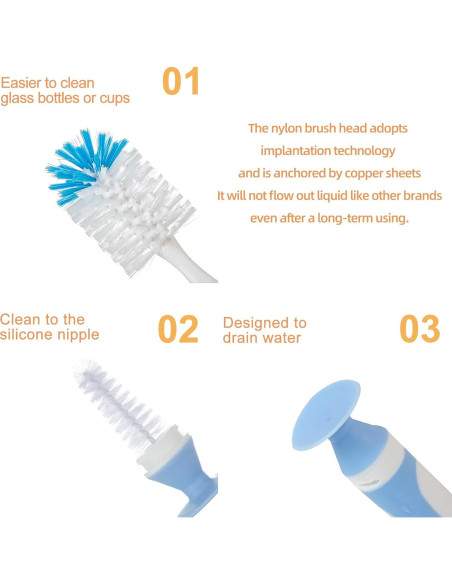 Cepillo de Limpieza para Biberones Chemimoso Set de 2 Azul