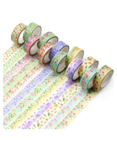 Cinta Washi Floral Benvo 12 Rollos 15 mm x 5 m Decorativa