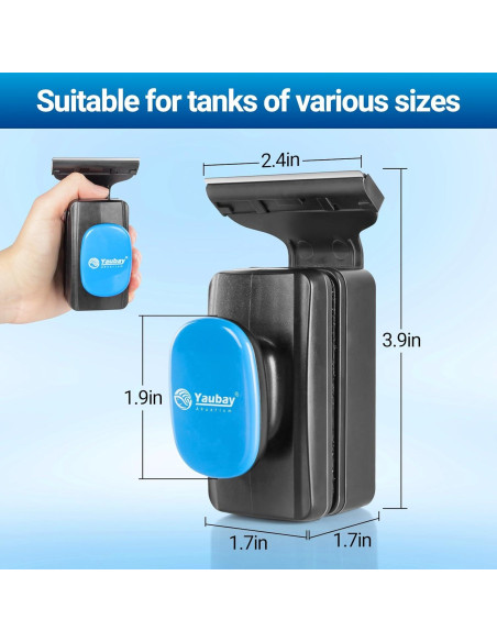 Limpiador Magnético de Cristales de Acuario Yaubay Mediano