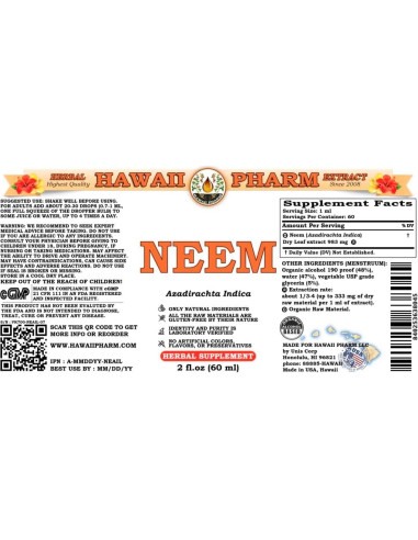 Extracto Líquido de Neem Hawaii Pharm 2x59.15 ml Suplemento Herbal