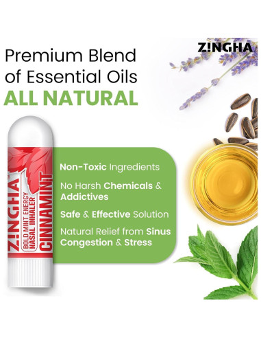 Bastón Nasal de Aromaterapia Z!NGHA 4pk Aumentar Enfoque