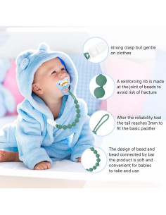 Clip de Chupete de Silicona 100% BPA Free - Paquete de 6 2