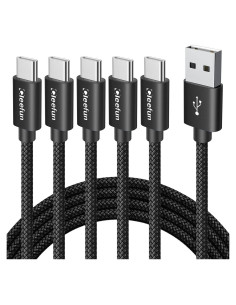 Cable USB A a C CLEEFUN 0.91m - Paquete de 5, Carga Rápida